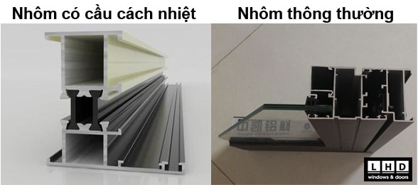 phân biệt nhôm cầu cách nhiệt